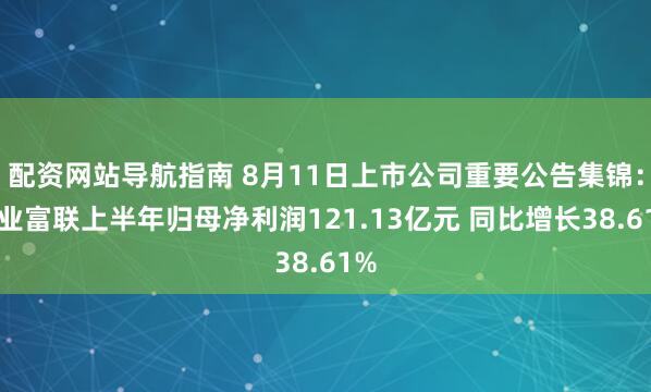 配资网站导航指南 8月11日上市公司重要公告集锦：工业富联上半年归母净利润121.13亿元 同比增长38.61%